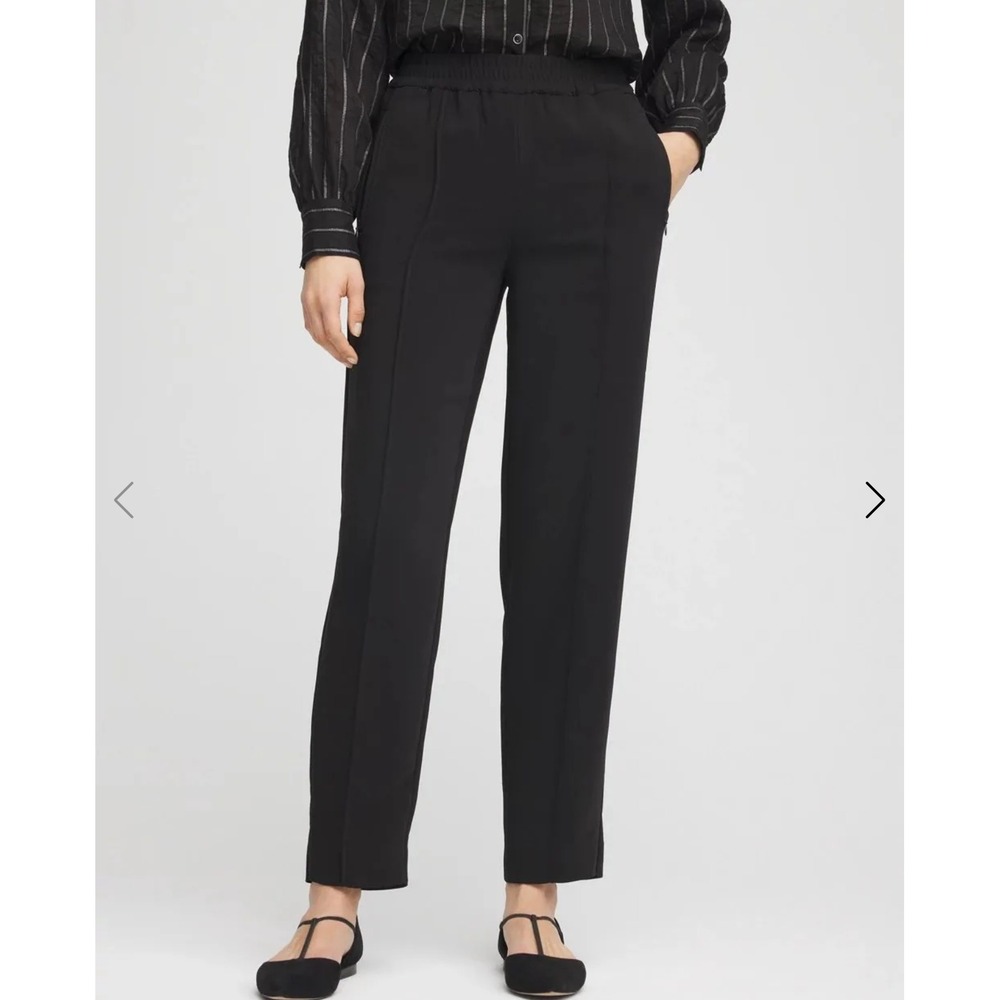 Chico's Black Cropped Straight-Leg Pull-On Pants